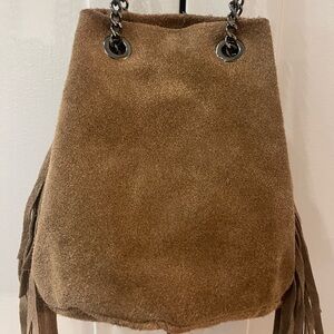 Brown/Nutmeg, Suede Fringe Mini Shoulder Bag